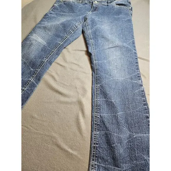 HIPSTAR Jeans Women's 36x31 Blue Medium Wash Boot Cut Flare Denim Jeans - Picture 2 of 15